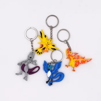 

Free Shipping Keychain Key Holder Key Ring Pendant 3D Mini Charmander Articuno Zapdos Mewtwo Moltres Figure Toys