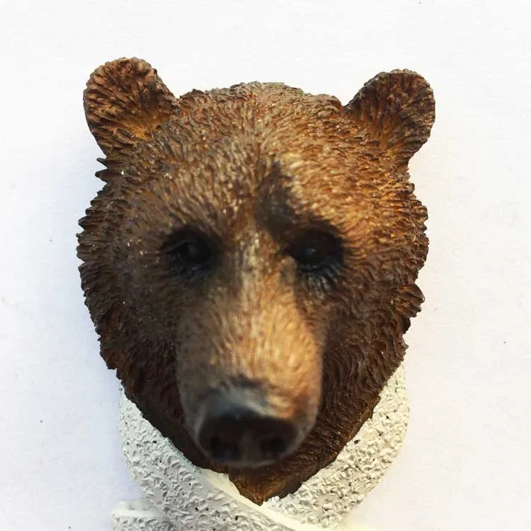 Финский туристический сувенир магнит на холодильник 3D Смола Ручной Работы Коричневый медведь голова холодильник магнитные наклейки украшение дома
