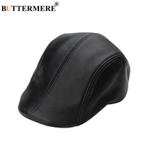 BUTTERMERE, черные береты, мужские, натуральная кожа, повседневные, утконосы, плоские шапки, мужские, итальянские, Роскошные, Осень-зима, классические шапки