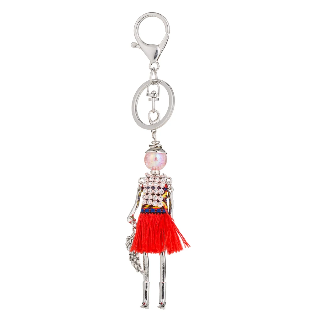 Charm Cute Big Brand Tassels Crystal Doll Keyrings Chain For Key Women