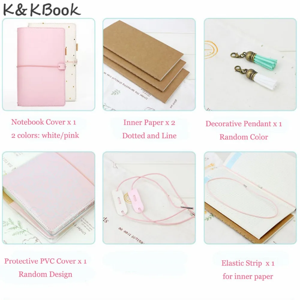 KBOOK Kawaii кожаный блокнот A6 дорожный дневник портативный журнал в горошек