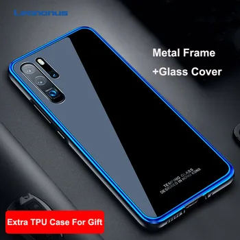 

For Huawei P30 Pro Case Metal Bumper Plating PC Edge Tempered Glass Hard Back Cover For Huawei P20 Pro P10 Plus Protective Coque