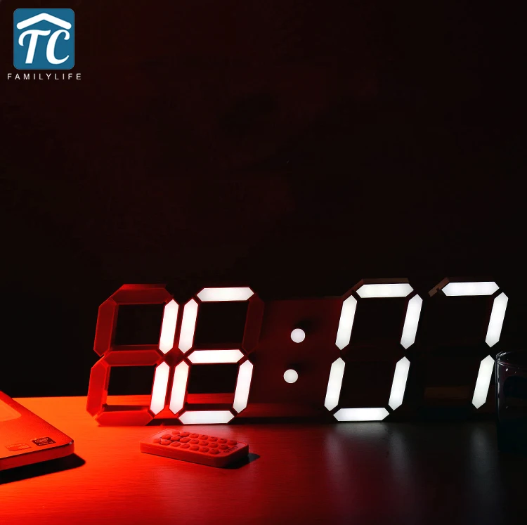 Creative Large Size 3D LED Desk Digital Electronic Alarm Clock Living