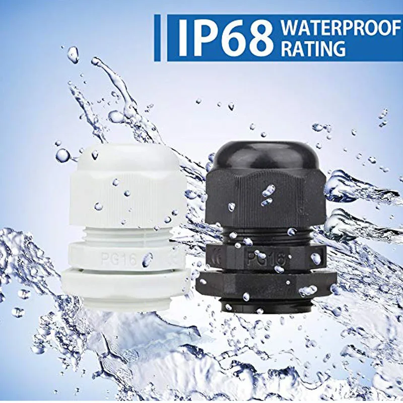 

30 Piece Nylon Plastic Waterproof Adjustable 3.5-13mm Cable Glands Joints Cable Gland - PG7 PG9 PG11 PG13.5 PG16