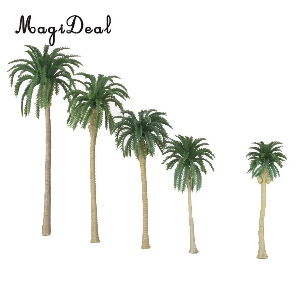 10Pcs 1:75 Scale Plastic Model Trees Artificial Coconut Palm Trees Rainforest Forest Beach Seaside Scenery  Layout