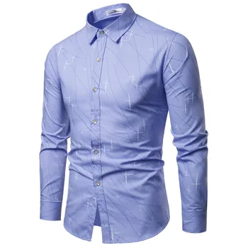 

Fashion New Men's Slim Long Sleeved Shirt Irregular Pattern Long Sleeved Slim Shirt