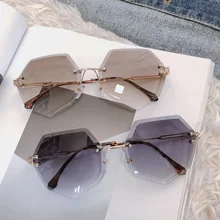 Многоугольные бескаркасные обрезные Солнцезащитные очки женские градиентные цвета океана градиентные солнцезащитные очки УФ-стойкие женские 54028