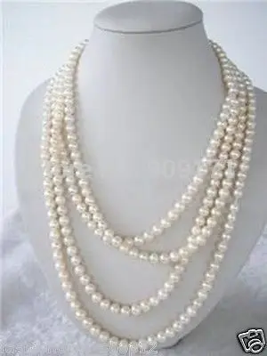 

Free Shipping>>SUPER LONG 100 INCH WHITE FRESHWATER REAL PEARL NECKLACE 7-8MM