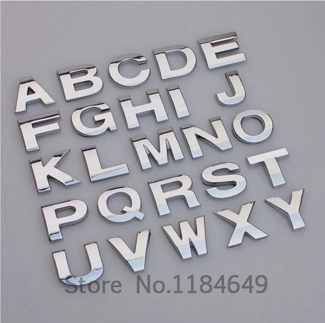 10 stks/partij 3D chrome letters aantal metalen stickers zwart zilver