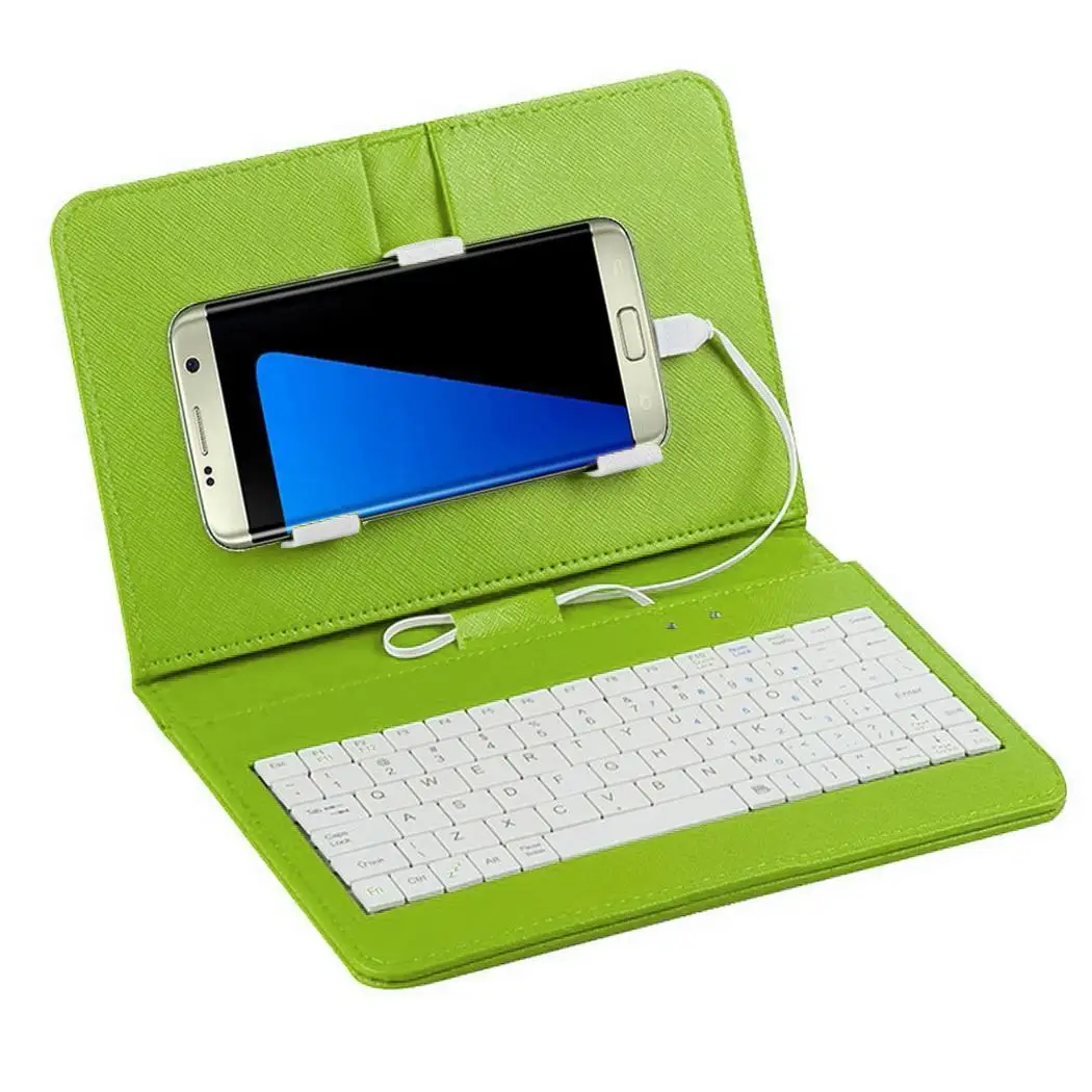 Портативный универсальный проводной флип-чехол для телефона с клавиатурой, кобура Micro USB для Android OTG телефона для дома, офиса, путешествий - Цвет: green
