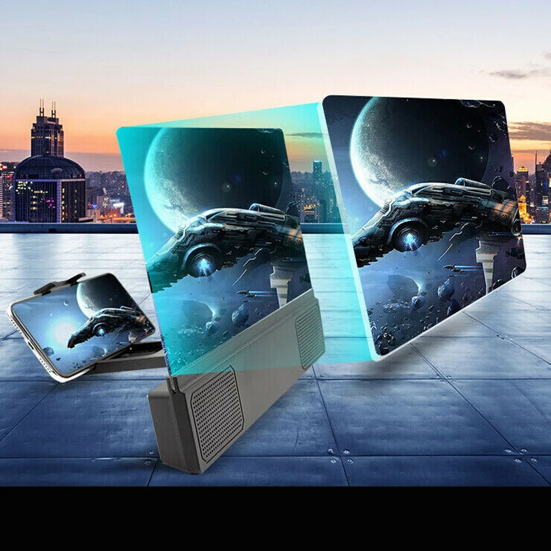 

12Inch 3D Enlarged Screen Mobile Phone Holder Bracket Cellphone Speaker Amplifier Magnifier