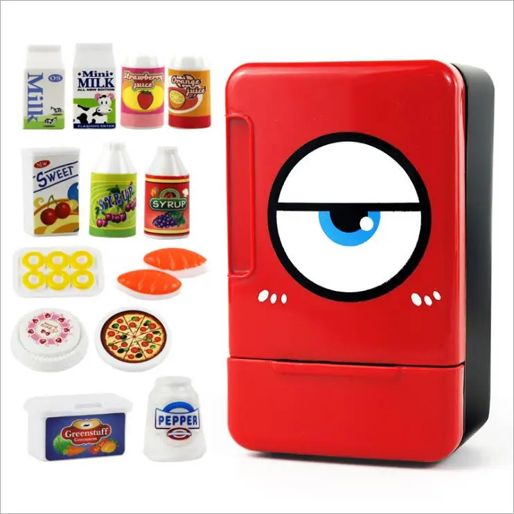 Mini Accessori Frigorifero Per Barbie Doll Dream House Furniture Frigorifero Play Set Doll Sweet Fridge Freezer Con Lotti Di Cibo