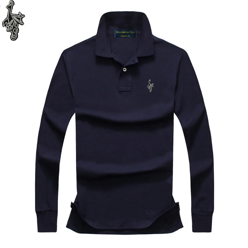 Качественная ткань вышитая рубашка поло, повседневные 3D Поло рубашка мужская рубашка-поло с длинными рукавами Новая футболка-поло Q009