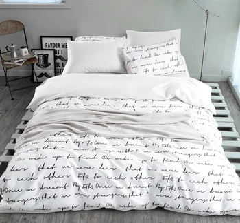 

Letter Printing Duvet Cover Sets Activity Bedding sets King Russia USA Size Bed Cover Factory Home Textiles White Customizable