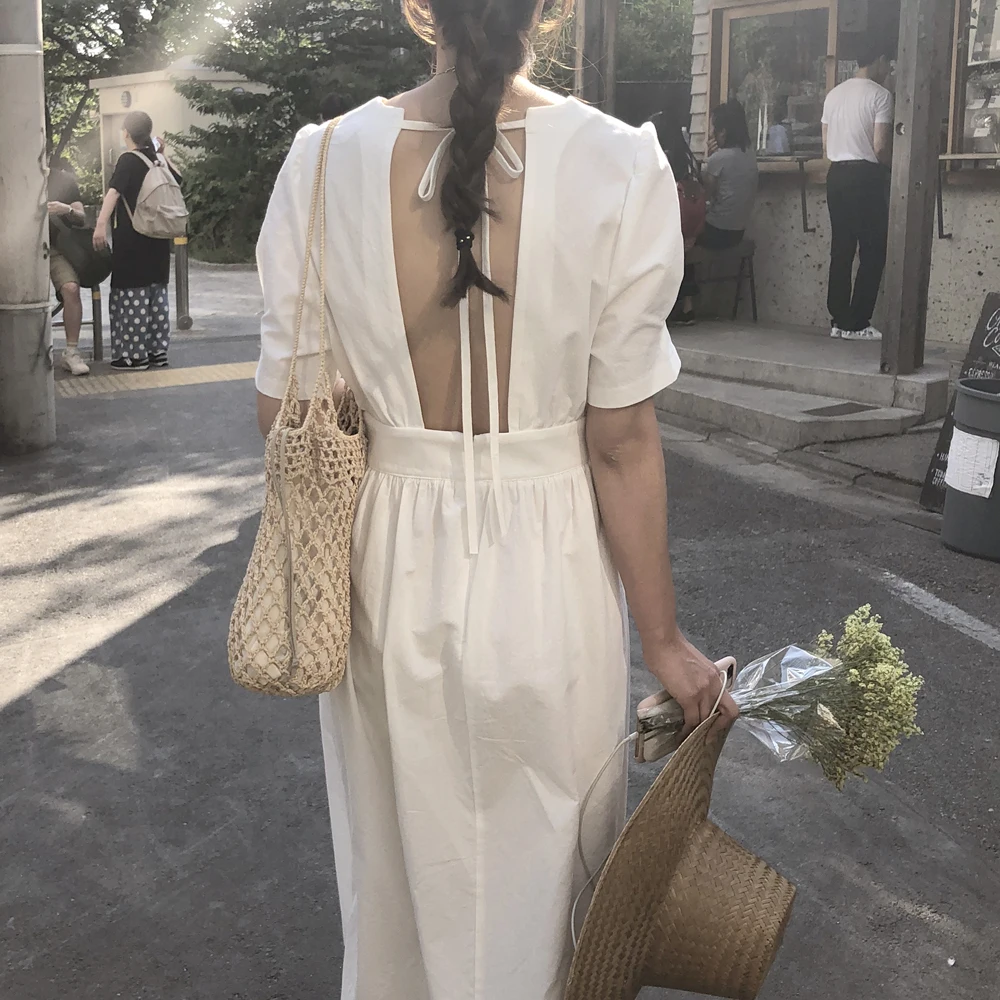 

SuperAen Lace Fashion Women Dress Solid Color Cotton Casual Ladies Dress Short Sleeve Summer New 2019 Women Clothing