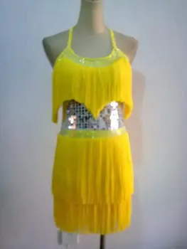 

New style Latin dance costume sexy sequins tassel latin dance comeptition dress for child women latin dance competition dress