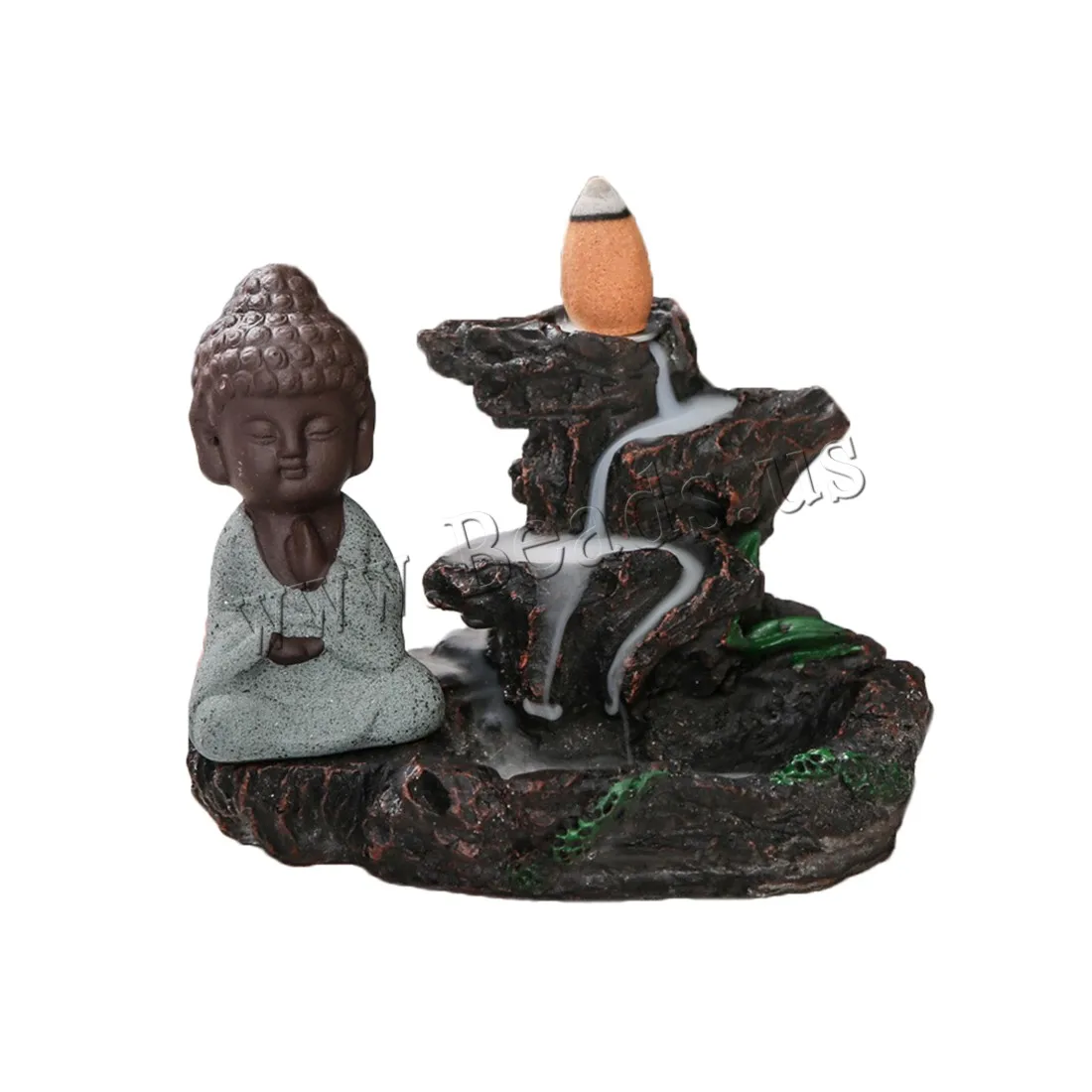 Small Buddha Censer Smoke Waterfall Backflow Incense Burner Ceramic Aromatherapy Furnace Holder Use In Home Office Teahouse