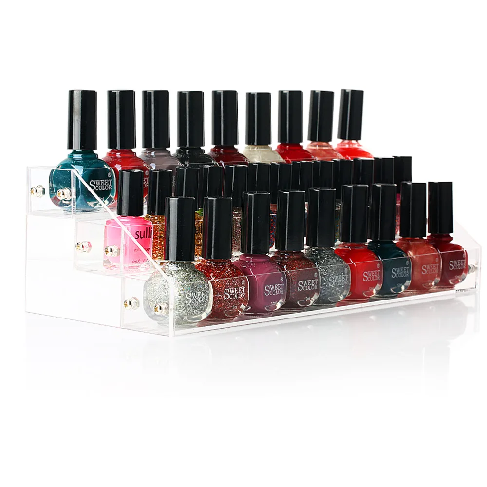 3 Layers Acrylic Nail Polish Display Stand Shelf Rack Makeup Organizer