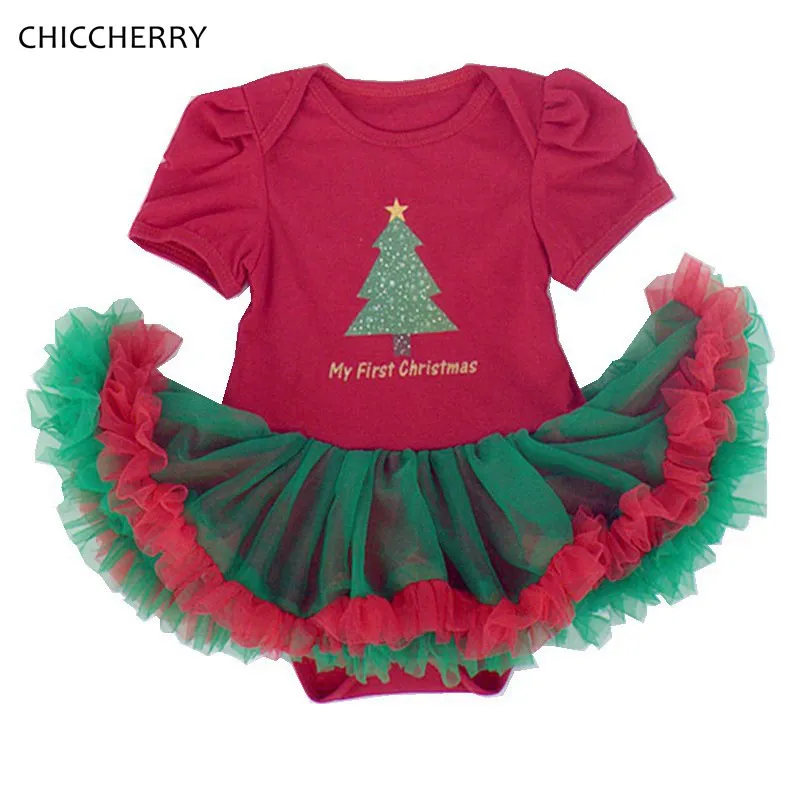 

My First Christmas Red Lace Baby Rompers Tutu Infant Party Dress Ropa Bebe Infantil 2017 Newborn Baby Girl Romper Kids Clothes