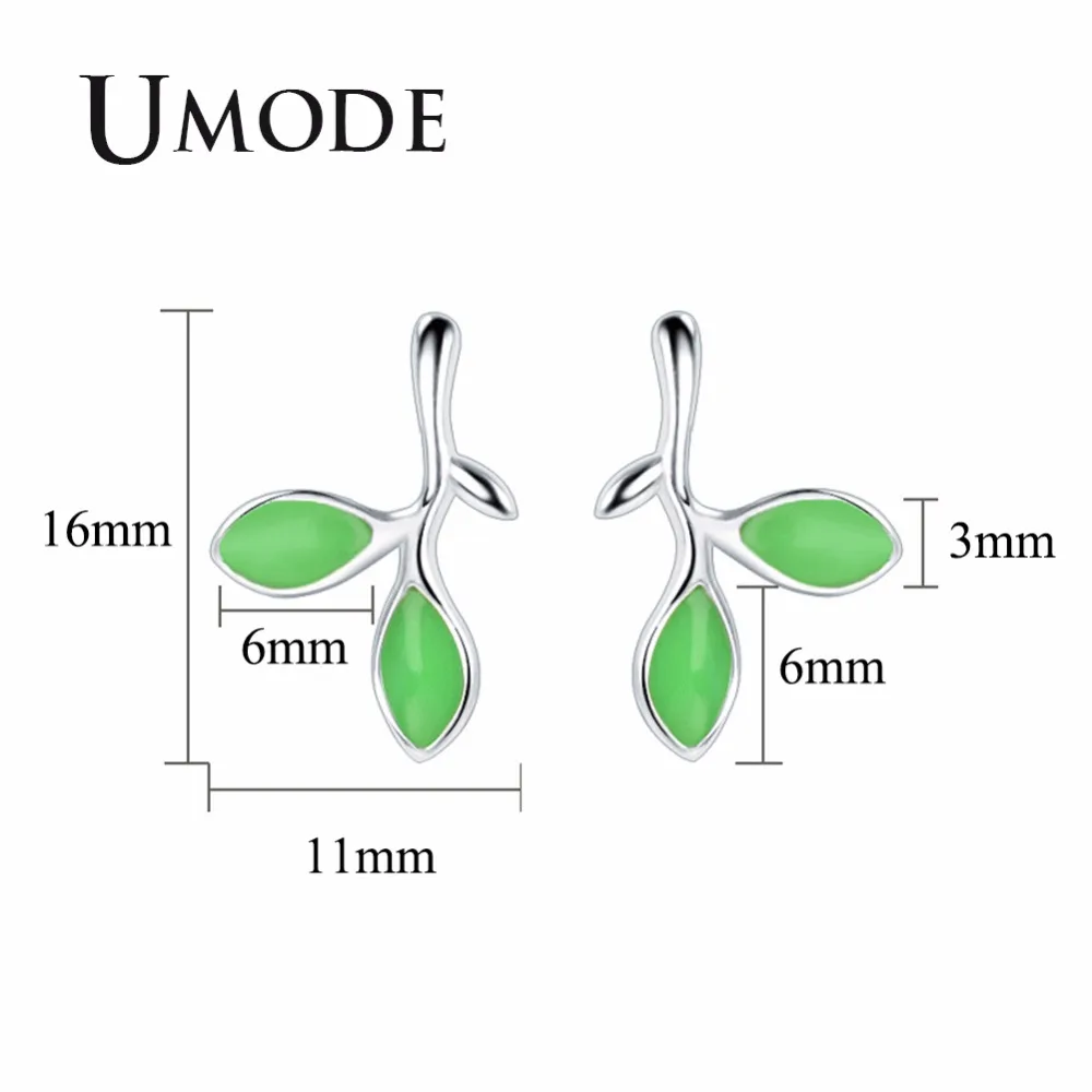 UMODE Simple Tiny Leaves Small Women Stud Earrings Fashion Luxury Design Korean Girl Jewelry Accessories boucle d'oreille UE0422