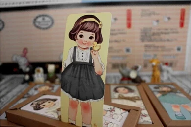 bookmarks stationery supplies paper bookmark Girl Doll Mate Series Bookmark Set / Paper Bookmarks/ Book Holder / Message Card with Kraft Package 30 PCS/lot