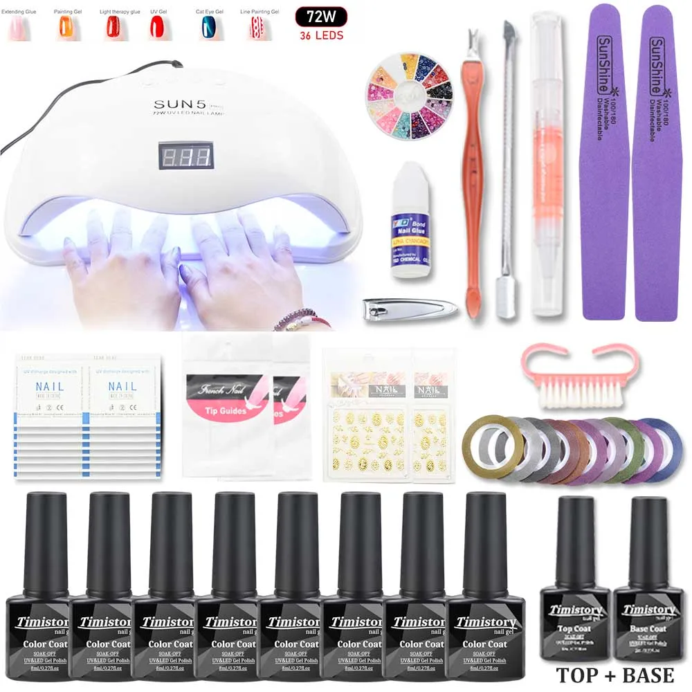 

Nail Set UV LED Lamp Dryer With 8pcs Nail Gel Polish Kit Soak Off Manicure Set Lasting Gel Nail Polish Kit Nail Art Tools
