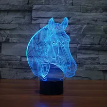 3D Lamp Creative 7 Colors Changing Acrylic Horse Led Nightlights LED Desk Table Lamp USB Bedside Lamps Horse Decoration light