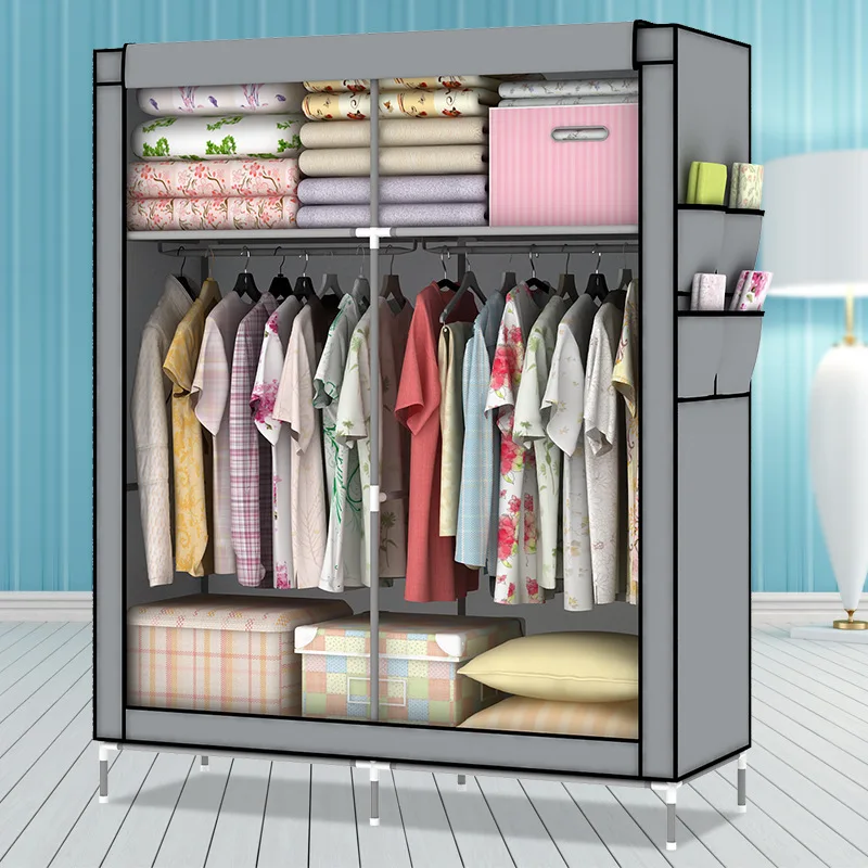 

Fashion Simple Wardrobe Non-woven Fabric Steel frame reinforcement Standing Storage Organizer Detachable bedroom furniture