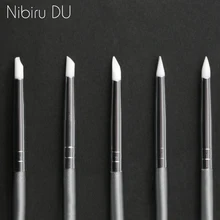 5 pçs escova de unhas de silicone escultura em relevo oco escultura em cerâmica uv gel moldar escovas de silicone para modelagem da arte do prego diy ferramenta