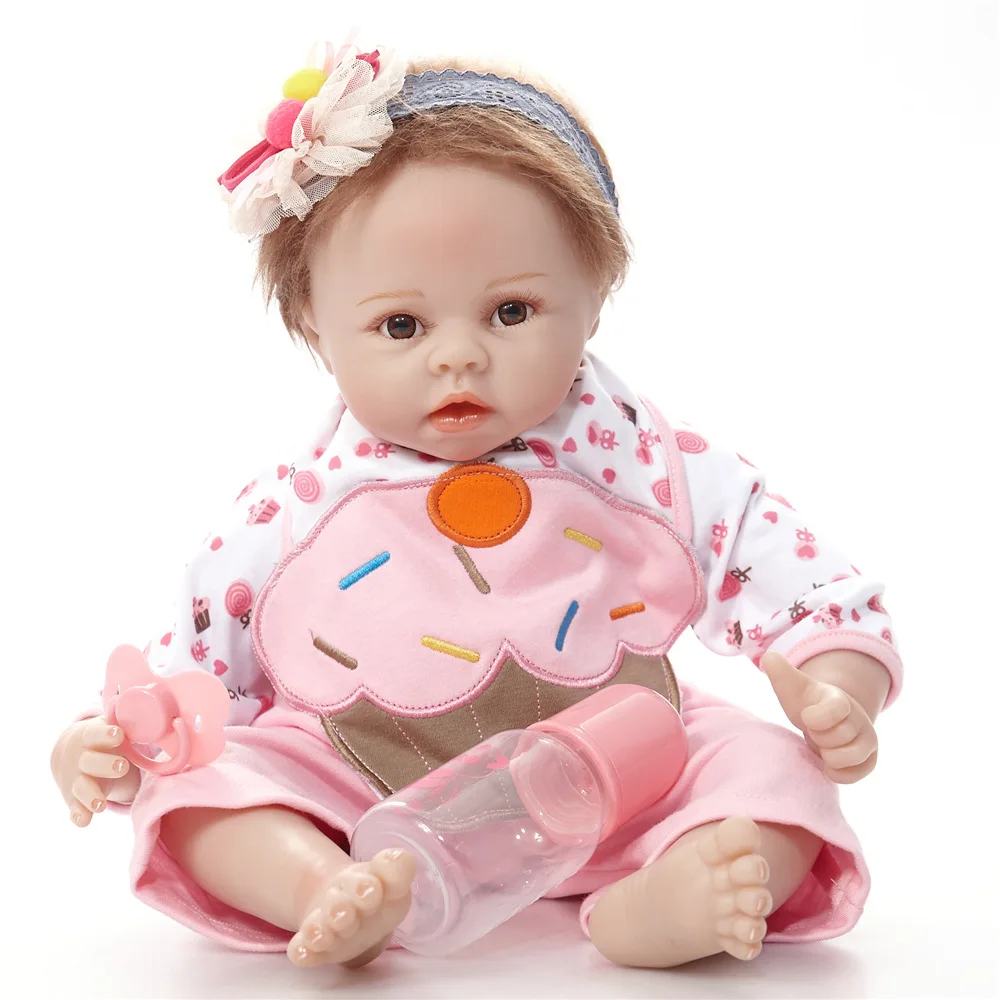 

22 inches Lovely Reborn Girl Doll Soft Silicone Cute Princess Newborn Baby with Cloth Body Toy for Kids Birthday Christmas Gift