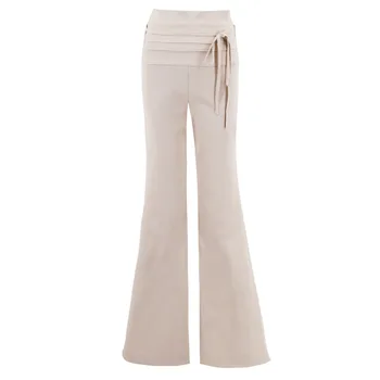 

Wholesale Sexy Beige Flare Bandage Pants 2018 Knitted Bodycon Elegant Designer Pants