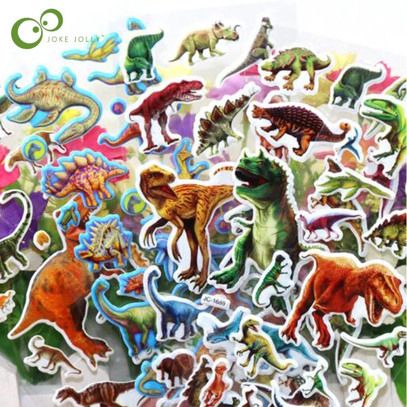 

10sheets/lot Bubble Stickers 3D Jurassic Dinosaurs Classic Toys Scrapbook Strawberry For Kids Children Gift Reward Sticker GYH