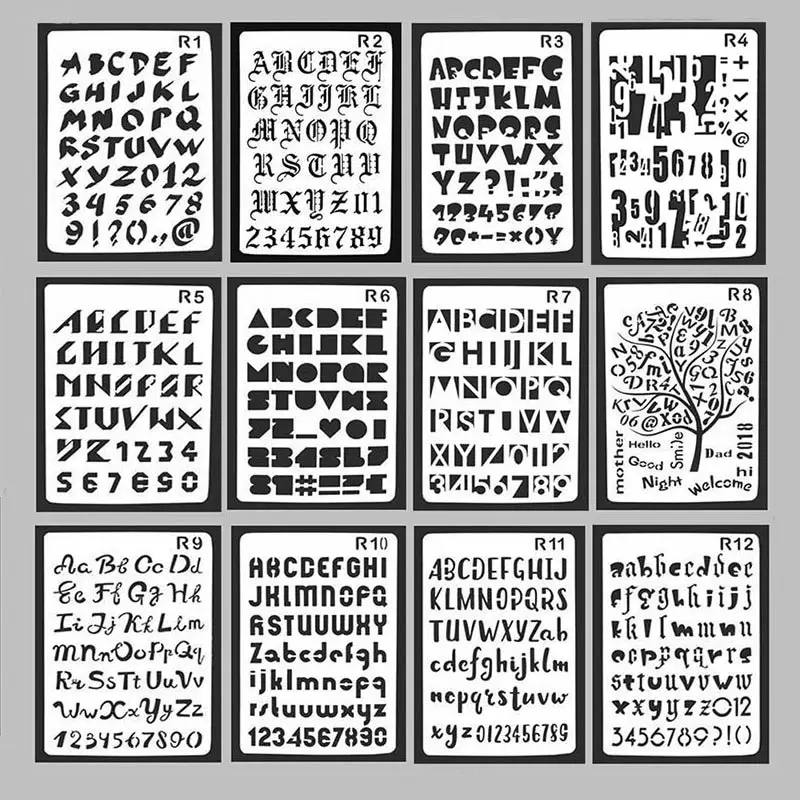 

Special English Letters Stencils for DIY Scrapbooking Plastic Handmade Cake Template Crafts Diary Decor Painting Spray Tool Card