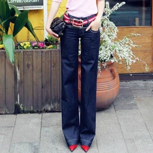 Новые осенние и зимние модные повседневные хлопковые прямые синие джинсы размера плюс для женщин и девочек, одежда 79114