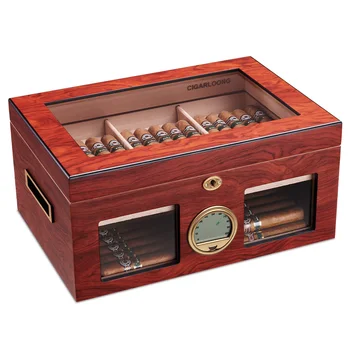 

CIGARLOONG Cigar Cedar Wood Moisturizing Box Humidor Cabinet Large Capacity Fit 100 Double Layer Cigar Humidor Wood Box