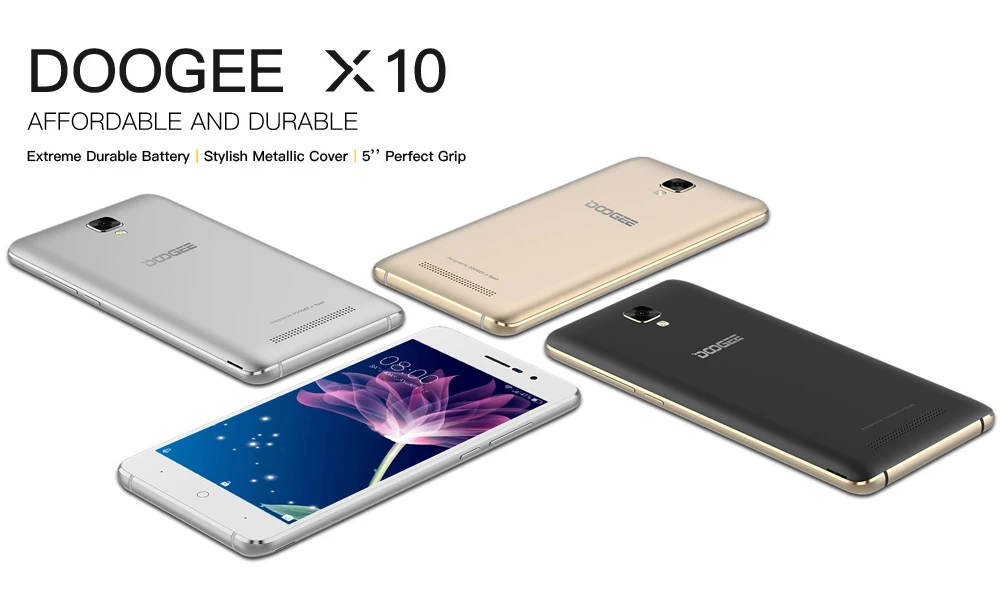 DOOGEE X10s мобильные телефоны 5,0 дюймов ips 1 ГБ 8 ГБ Android6.0 смартфон Две sim-карты MTK6580 1,3 ГГц 5.0MP 3360 мАч WCDMA GSM мобильный телефон