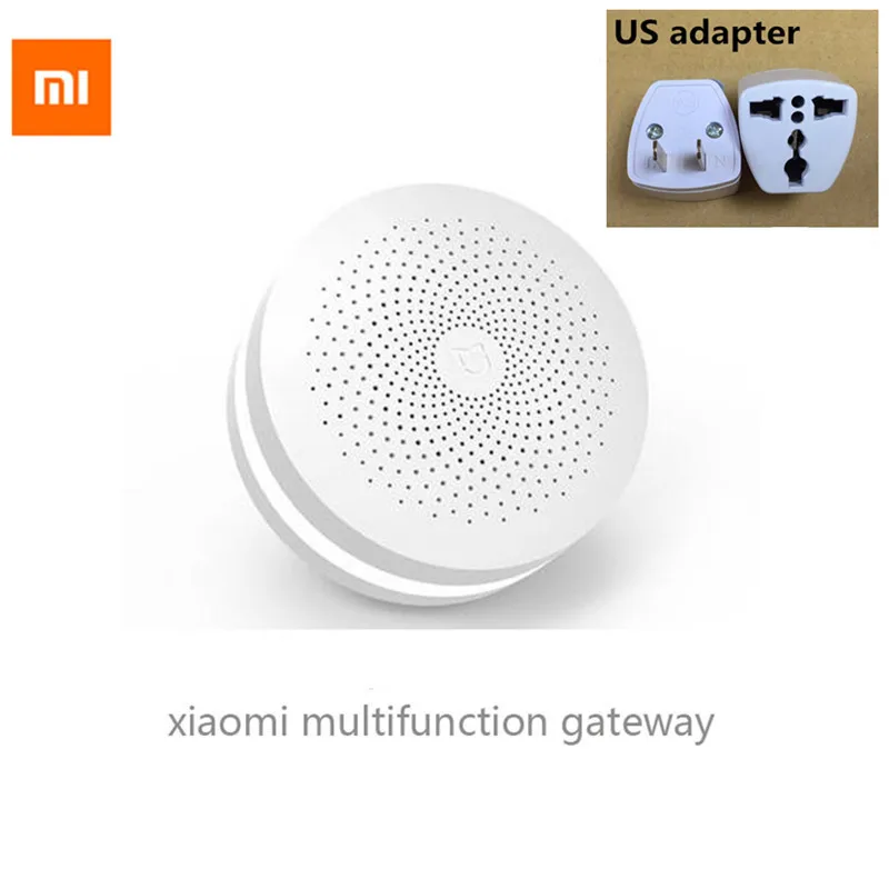 Обновленный Xiaomi Aqara Smart Многофункциональный шлюз 2 WiFi Пульт дистанционного управления центром RGB светильник обновленная версия устройства домашней безопасности - Цвет: Add US adapter