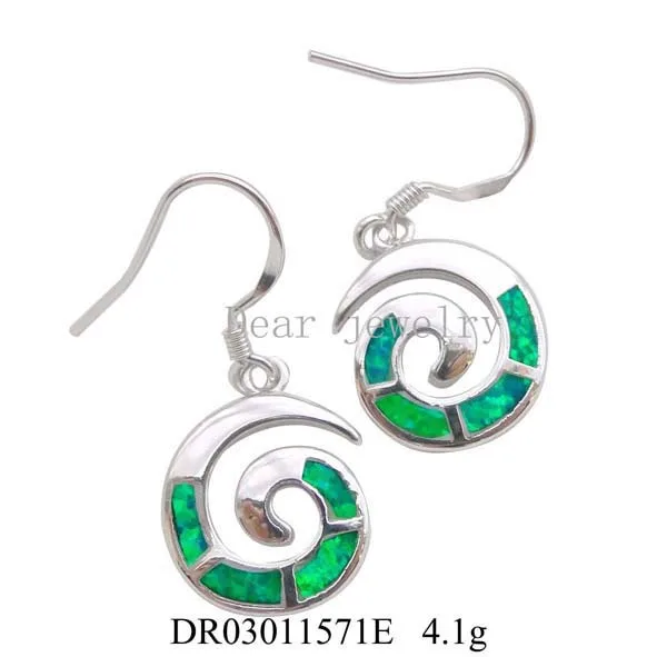 

Fashion jewelry 2015 Hot sales OPAL Spiral Earrings Rhodium plating hook Opal earring DR03011571E-D Free shipping