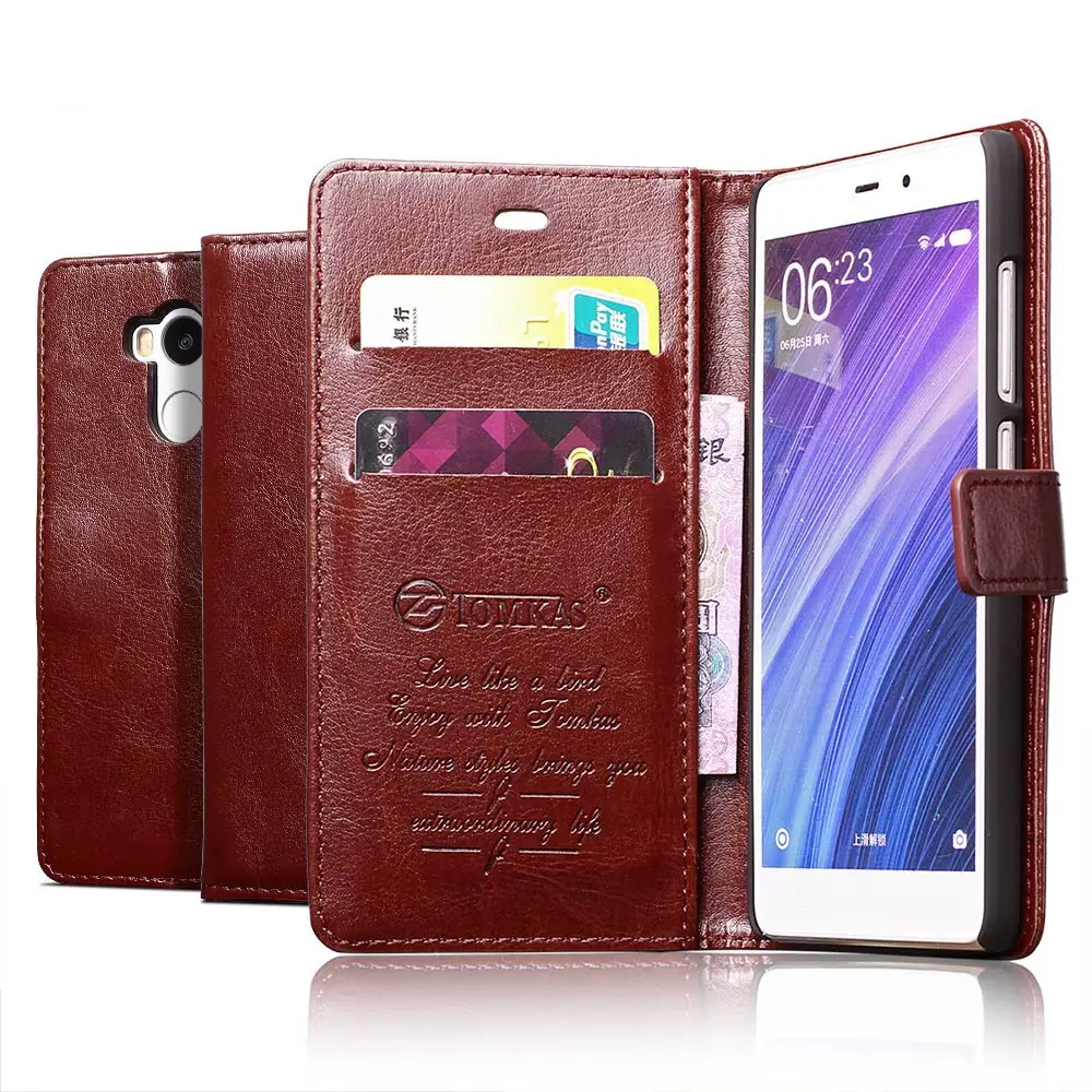 TOMKAS الهاتف حالة ل كوكه Xiaomi Redmi 4 برو Redmi 4 حالات جلد الوجه غطاء المحفظة حالة ل Xiaomi Redmi 4 4Pro رئيس