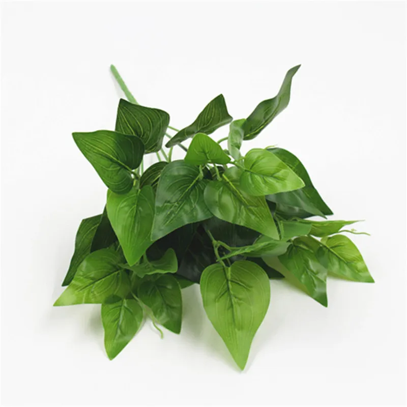 Simulated Green Plant Wall Leaf Bouquet Artificial Fake Material Small 7 Head Chicken Heart Leaves | Дом и сад