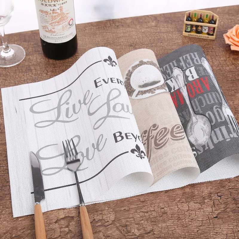 

Lekoch 4Pcs/lot PVC Placemats Rectangle Non-slip Water-proof Coaster Set Dining Home Kitchen Table Mats Dinner Coffee Table Pad