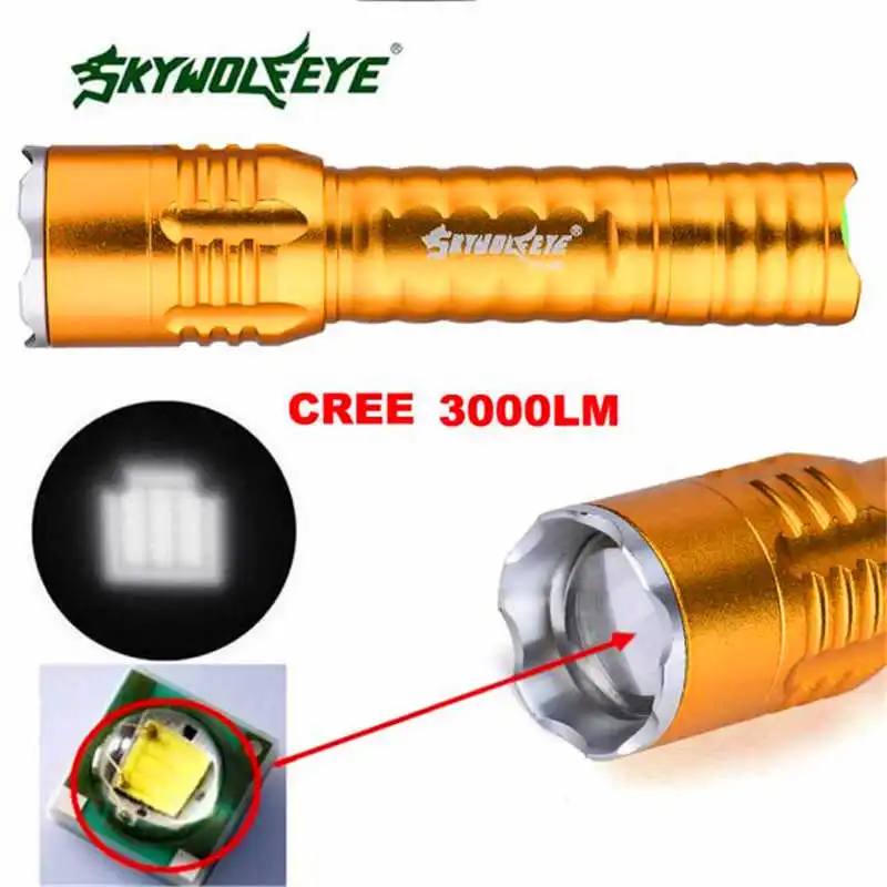 Zoomable Focus 3000 Lumens 3 Modes XML lanterna led t6 LED 18650 Flashlight Torch Lamp powerful led flashlight 18650 #4S4 (6)