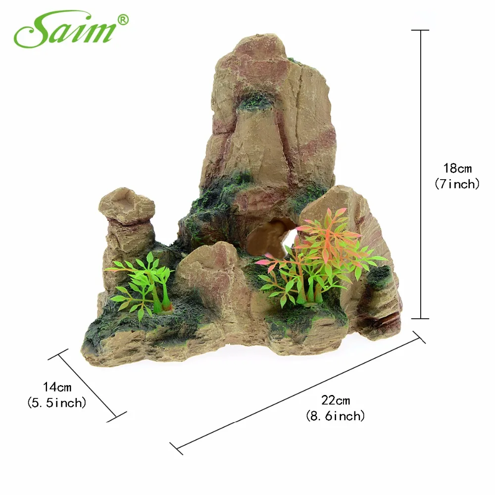 8.6" Saim Aquarium Simulation Resin Yellow Rockery Aquarium Fish Tank