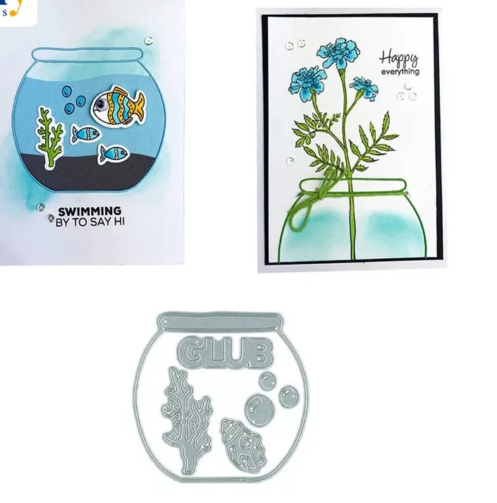 

Fishbowl Cutting Dies Cute fish Metal Die Cut stencils For DIY Scrapbooking Album Paper Card Embossing Card Carfts Dies