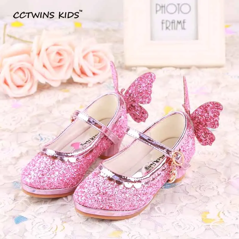 WENDYWU/Весенняя детская кожаная обувь для девочек розовые туфли принцессы для детей преддошкольного возраста из кожи ПУ Туфли на каблуке вечерние блестящие туфли mary jane - Цвет: Розовый