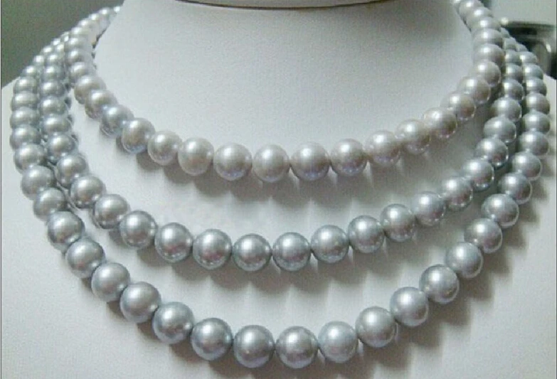 Exquisite 9 10mm natural Australian south sea gray pearl necklacein