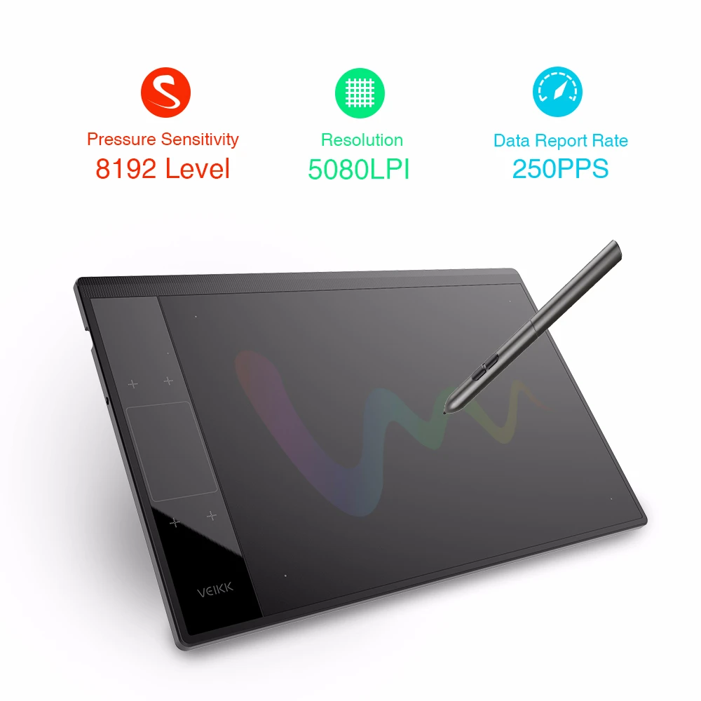  Tableta de dibujo gráfico veekk A30 para Illustrator 10x6 pulgadas gran área activa almohadilla de 