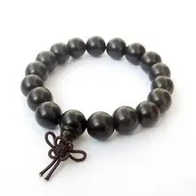 Огромный редкий 12 мм черный сандалового дерева Бусины Тибет Буддийские молитвы браслет Мала широкие крылья человека Jewellery