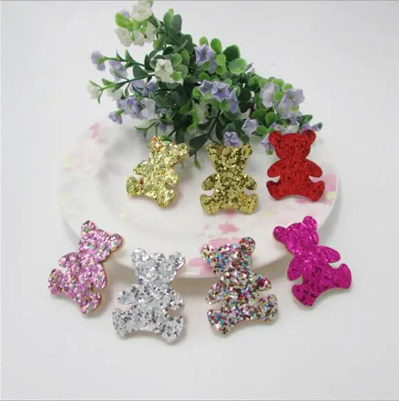 

Sew on Mix Color Glitter Pu patches for Clothes 3.5cm Bear Shape 40pcs scrapbooking accessories