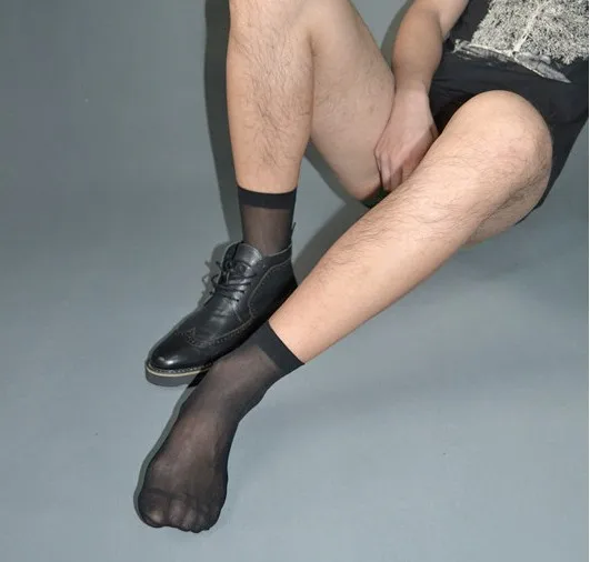 

SORRYNAM High quality Men Sheer Silk Black socks Transparent Sexy Men suit Formal socks